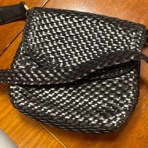 Excellent condition, dark brown, woven leather shoulder bag